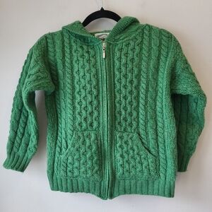 Aran Crafts Kids Green Cable Knit Sweater